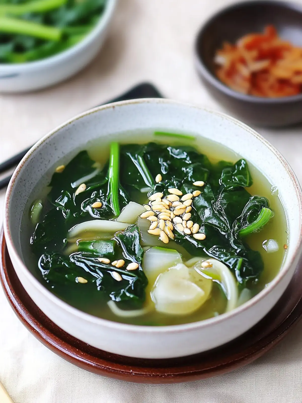 Delightful Sigeumchi Doenjang Guk: Refreshing Spinach Soup 3 Sigeumchi Doenjang Guk (Spinach Doenjang Soup)