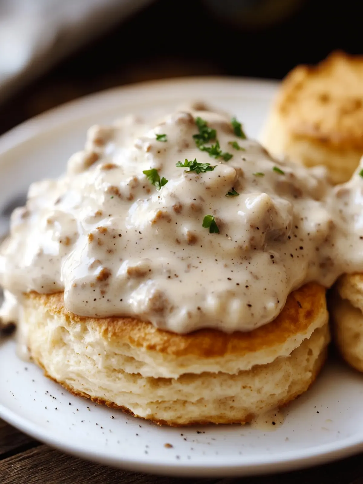 Delicious Biscuits and Gravy: Soft Biscuits with Sausage Gravy 4 Biscuits and Gravy (Soft Biscuits with Sausage Gravy)