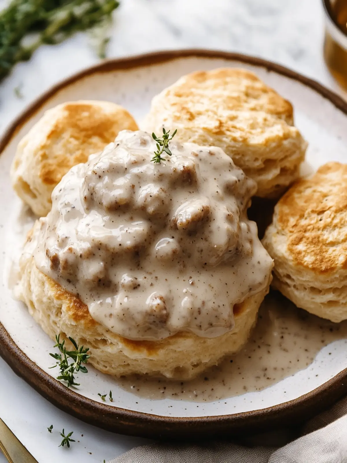 Delicious Biscuits and Gravy: Soft Biscuits with Sausage Gravy 5 Biscuits and Gravy (Soft Biscuits with Sausage Gravy)