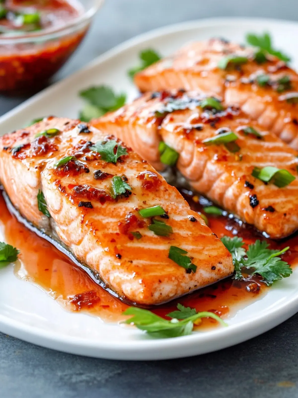 Broiled Salmon with Thai Sweet Chili Glaze in 30 Minutes! 4 Broiled Salmon with Thai Sweet Chili Glaze