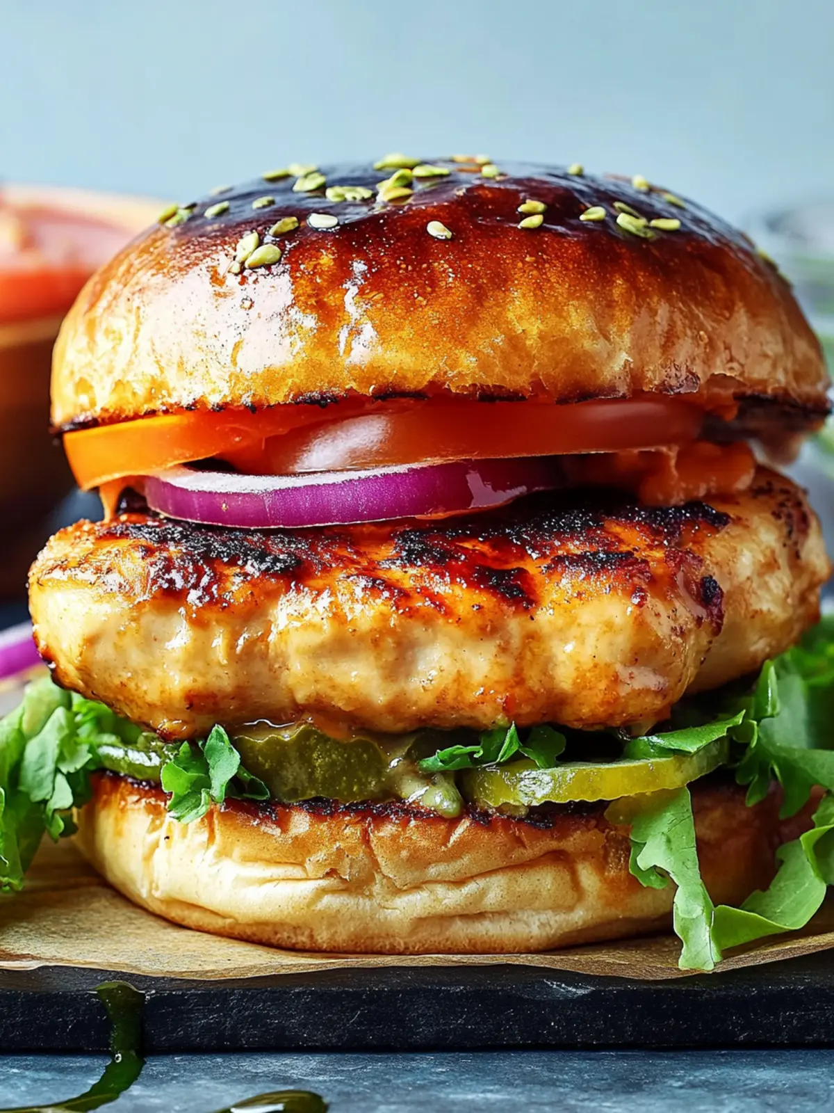 Juicy Chicken Burgers with Zesty Homemade Sauce Delight 2 Chicken Burgers