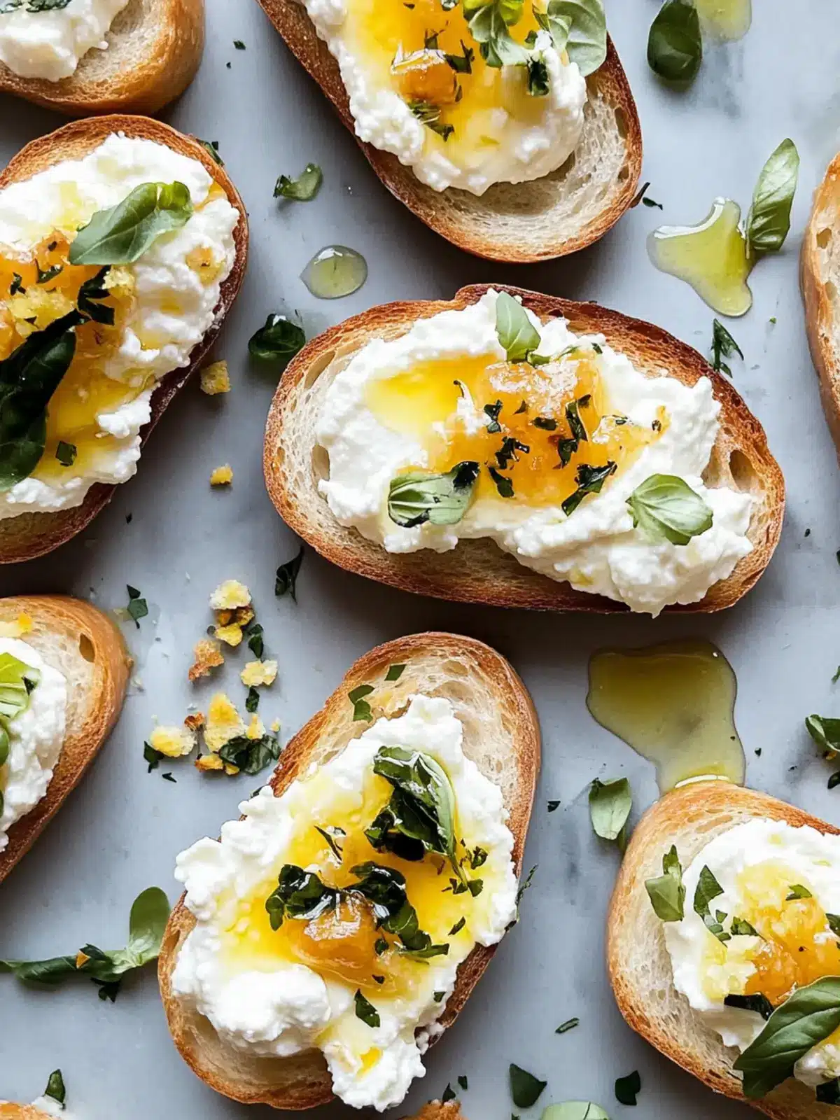 Whipped Ricotta Crostini with Honey: A Touch of Elegance 5 Whipped Ricotta Crostini (with Honey)