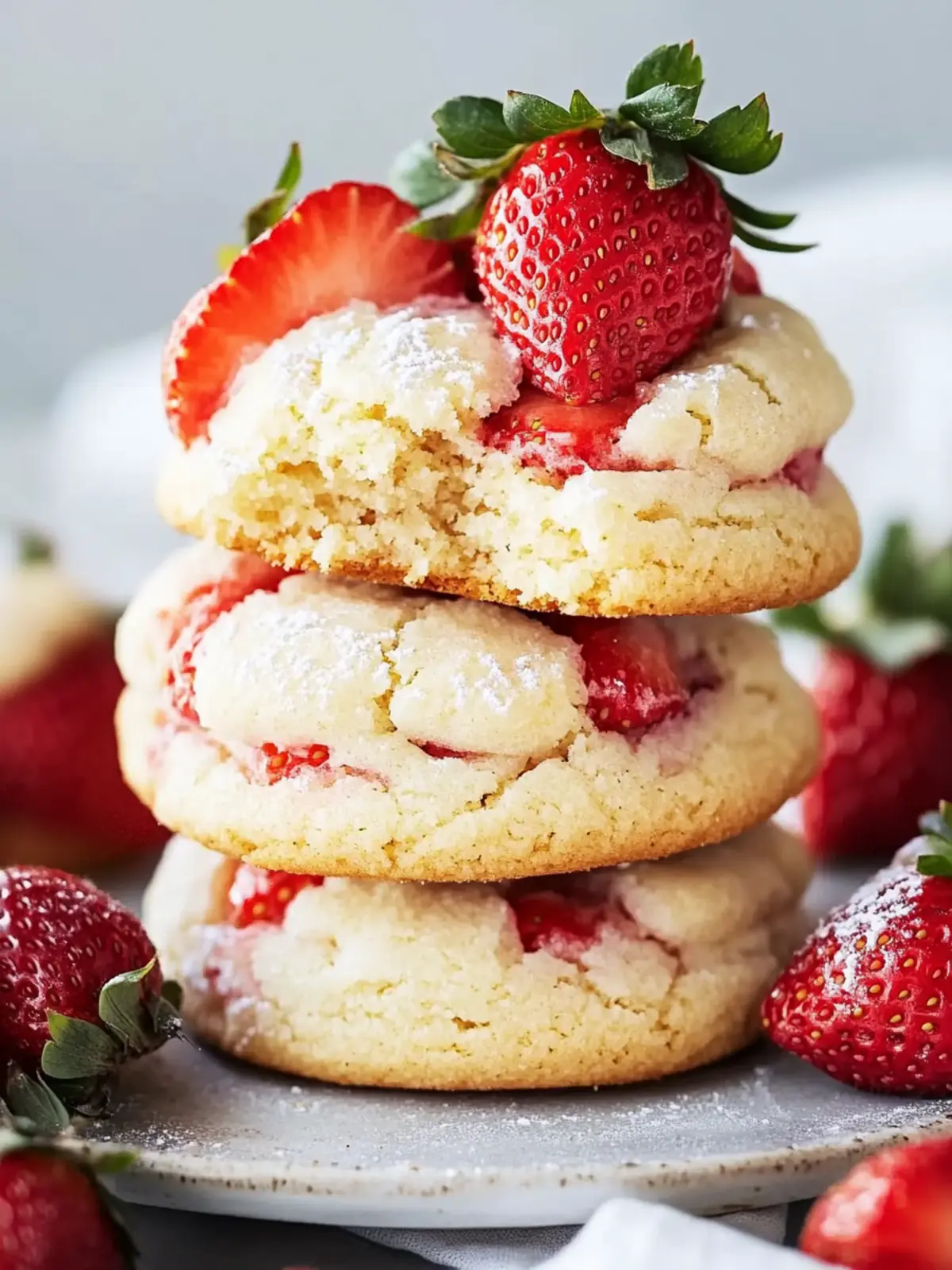 Chewy Strawberry Shortcake Cookies with a Creamy Surprise 4 Strawberry Shortcake Cookies