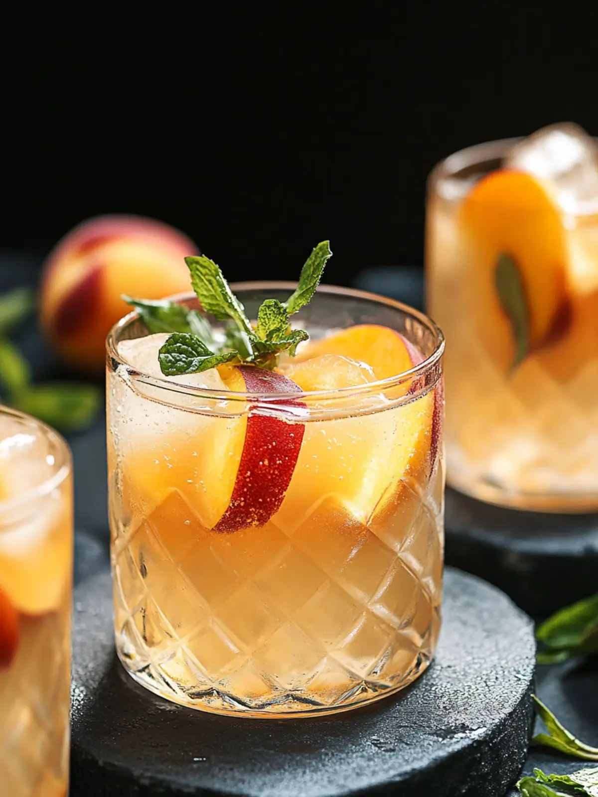 Delicious Sparkling Non-Alcoholic Sangria with Fresh Peaches 2 Sparkling Non Alcoholic Sangria with Fresh Peaches