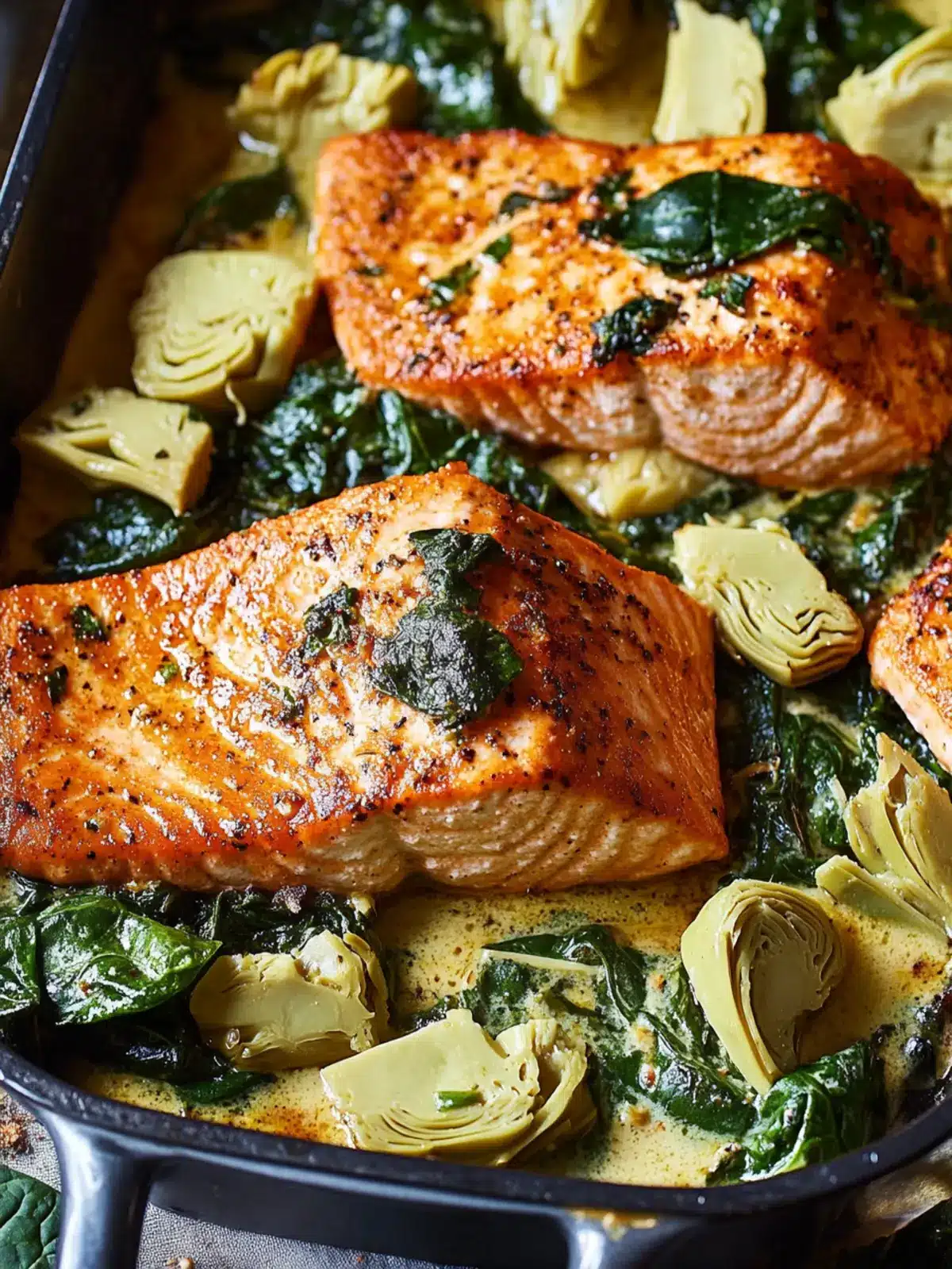 Spinach Artichoke Salmon Skillet: A Creamy Dinner Delight 5 Spinach Artichoke Salmon