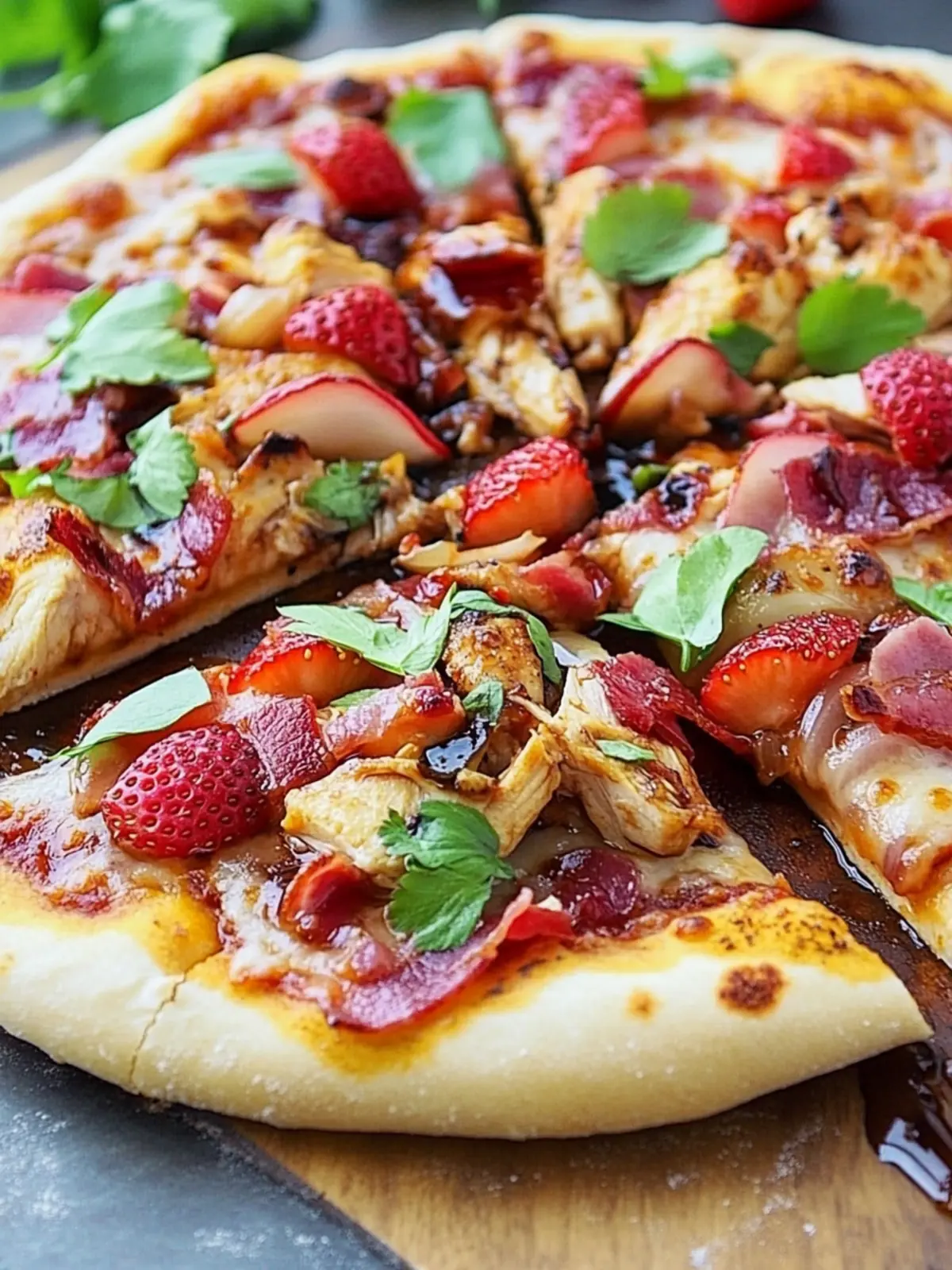 Balsamic Strawberry Chicken Pizza with Sweet Onions & Bacon Bliss 4 Balsamic Strawberry and Chicken Pizza with Sweet Onions and Smoked Bacon