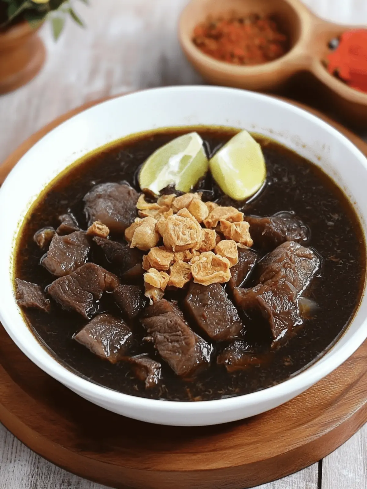 Indonesian Rawon: Dive into Savory Black Beef Soup Magic 5 Indonesian Rawon (Black Beef Soup)