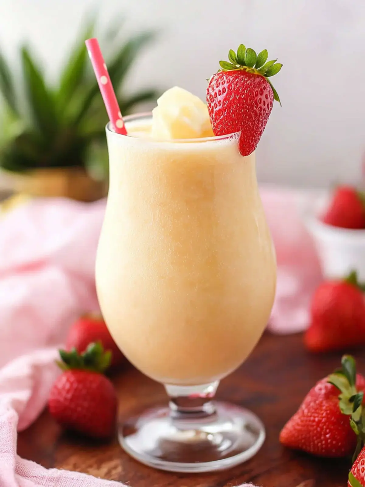 Delicious Strawberry Piña Colada in Just 5 Minutes! 4 Strawberry Piña Colada (4 Ingredients, 5 Minutes)