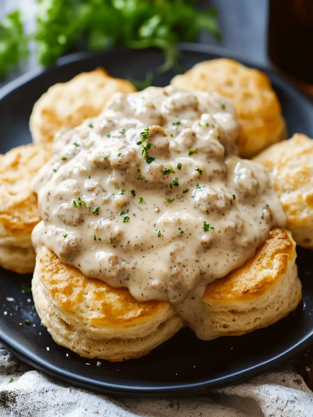 Delicious Biscuits and Gravy: Soft Biscuits with Sausage Gravy 3 Biscuits and Gravy (Soft Biscuits with Sausage Gravy)