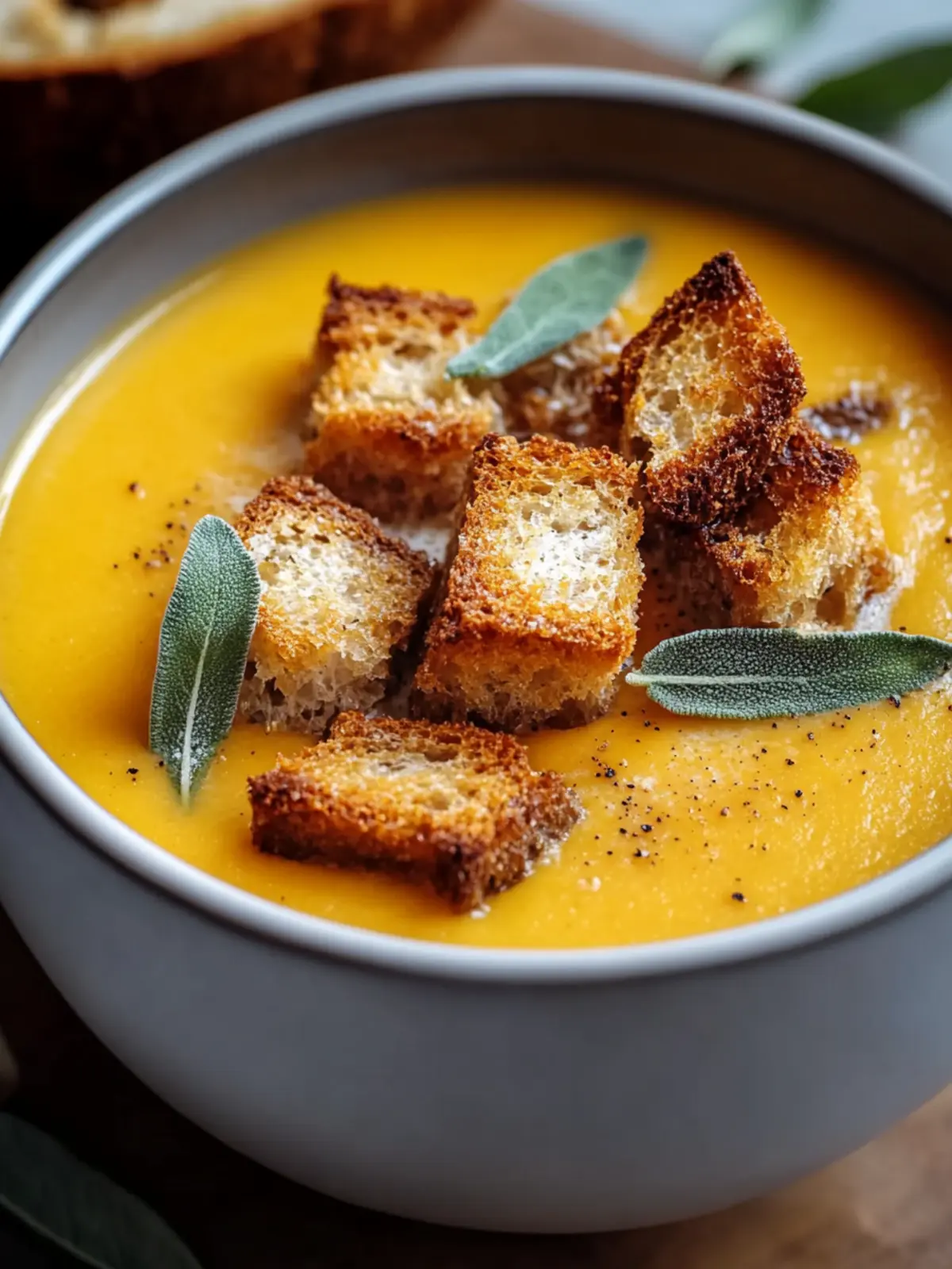 Creamy Pumpkin Soup with Sage Croutons for Cozy Nights 2 Pumpkin Soup with Sage Croutons