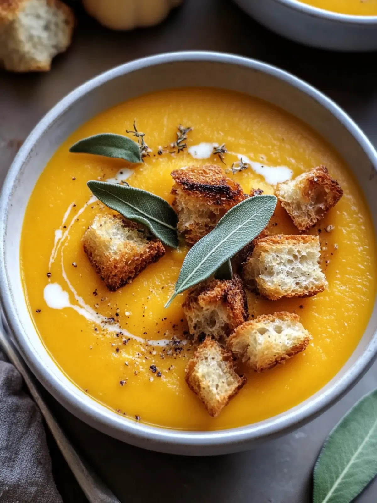 Creamy Pumpkin Soup with Sage Croutons for Cozy Nights 4 Pumpkin Soup with Sage Croutons
