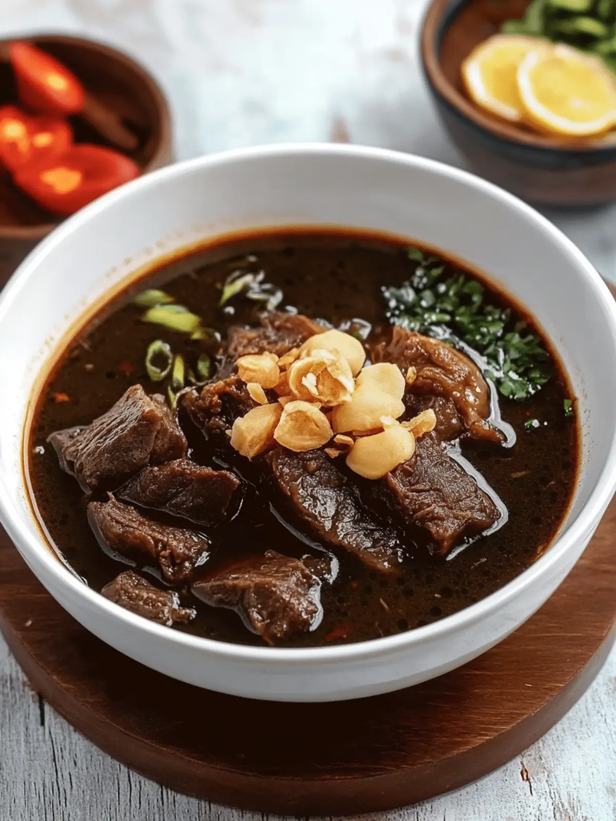 Indonesian Rawon: Dive into Savory Black Beef Soup Magic 4 Indonesian Rawon (Black Beef Soup)