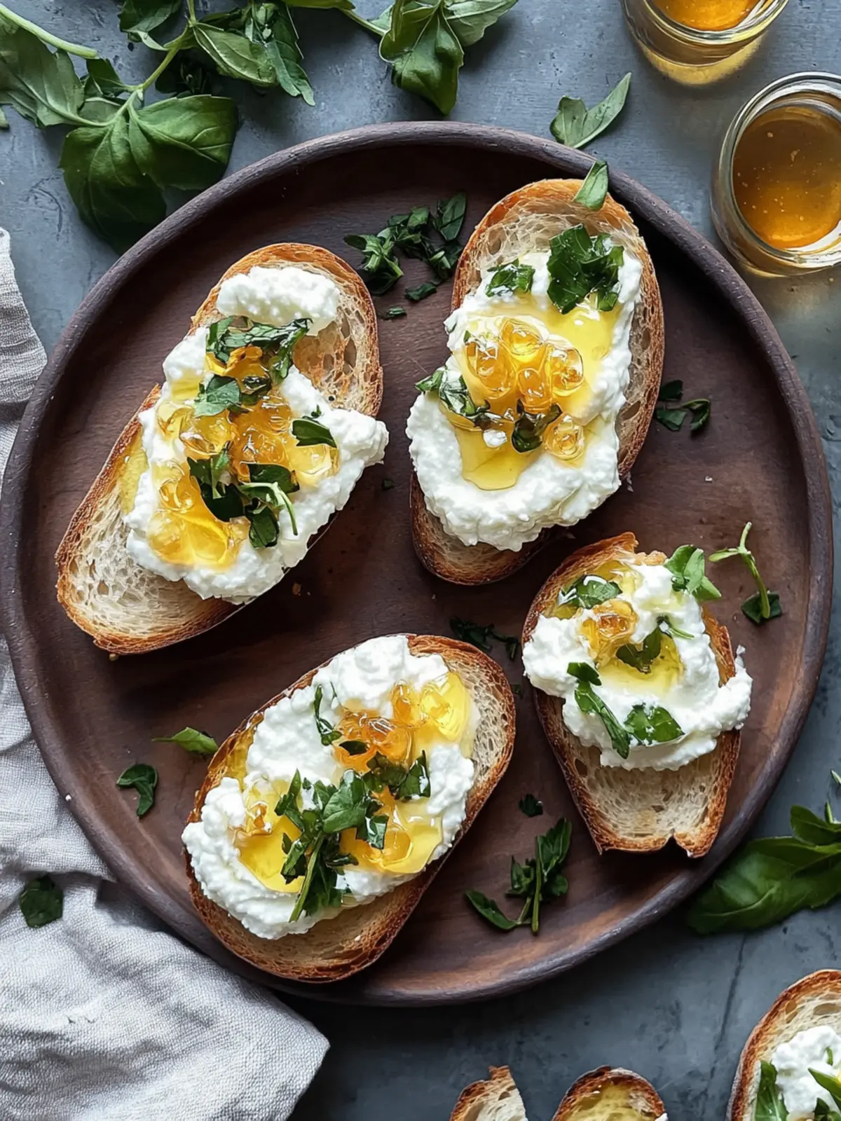 Whipped Ricotta Crostini with Honey: A Touch of Elegance 2 Whipped Ricotta Crostini (with Honey)