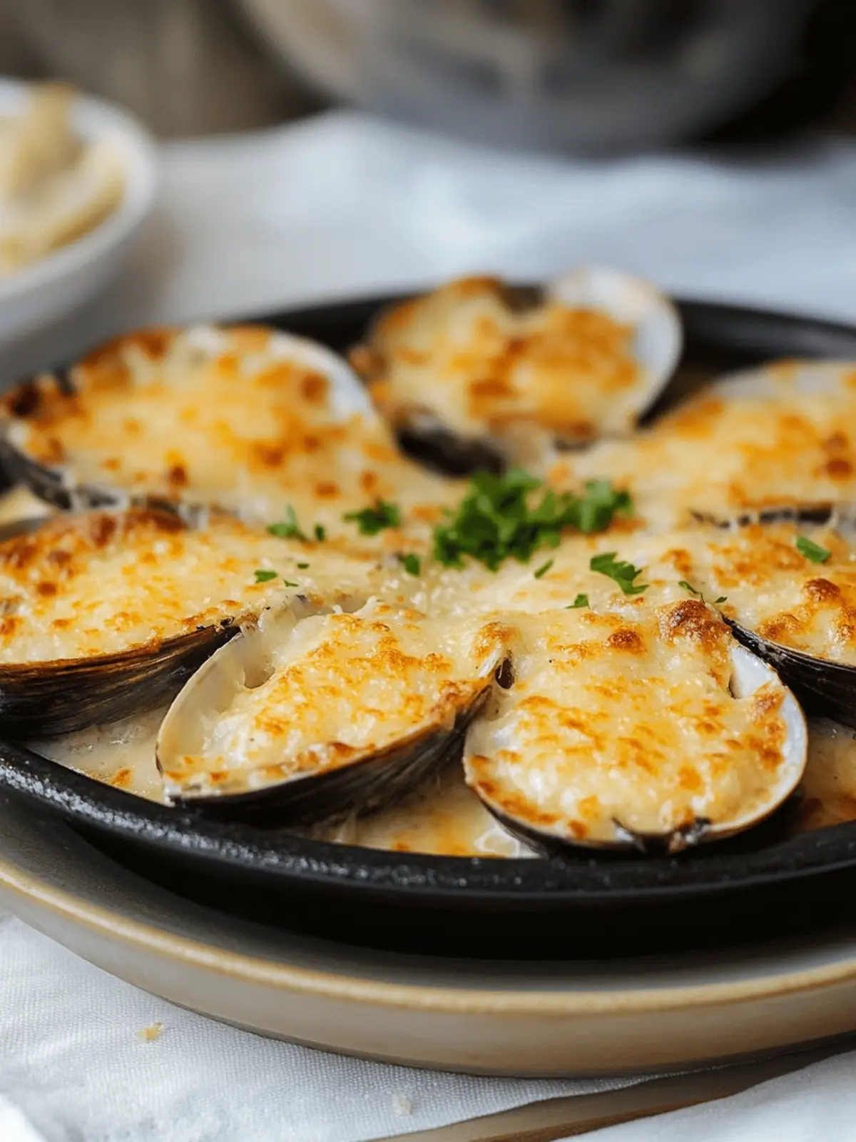 Savor Chilean Machas a la Parmesana: Crispy Comfort Awaits 2 Chilean Machas a la Parmesana (Baked Razor Clams with Parmesan)