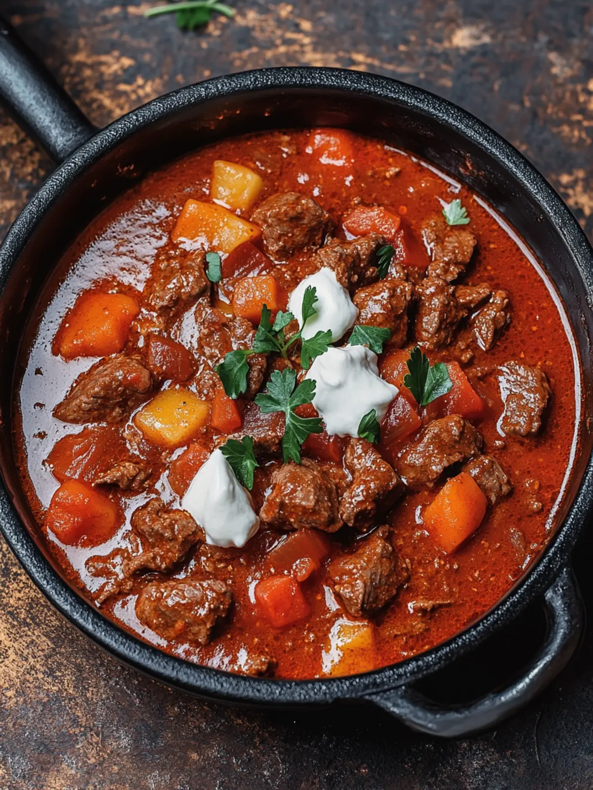 Hearty Hungarian Gulyás: A Comforting Beef Goulash Experience 4 Hungarian Gulyás (Beef Goulash)