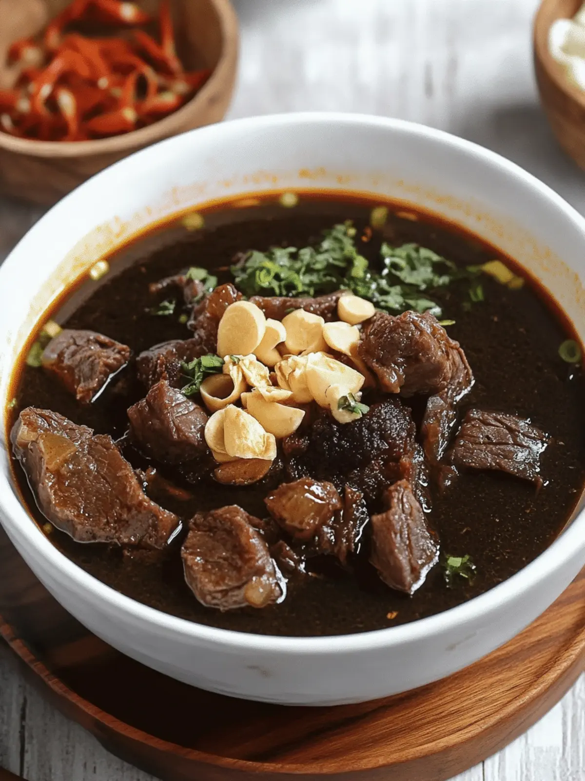 Indonesian Rawon: Dive into Savory Black Beef Soup Magic 3 Indonesian Rawon (Black Beef Soup)