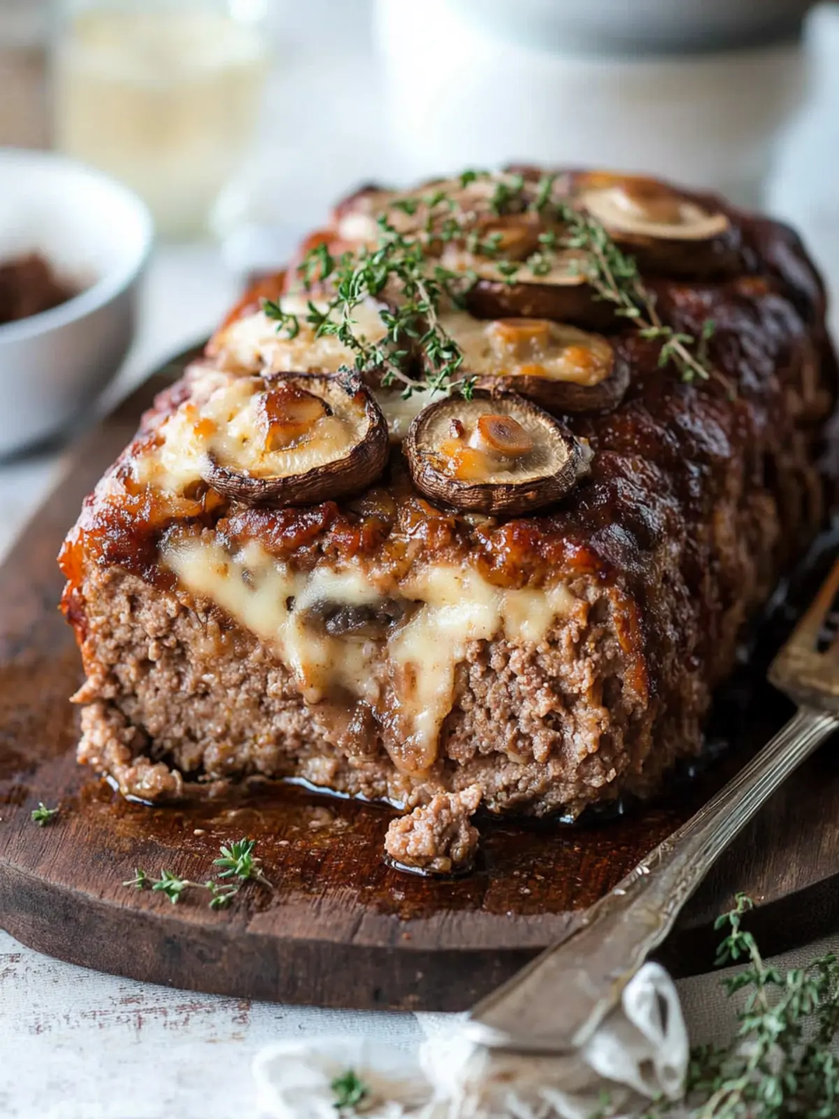 Savory Mushroom Stuffed Meatloaf with Gooey Cheese Delight 2 Mushroom Stuffed Meatloaf