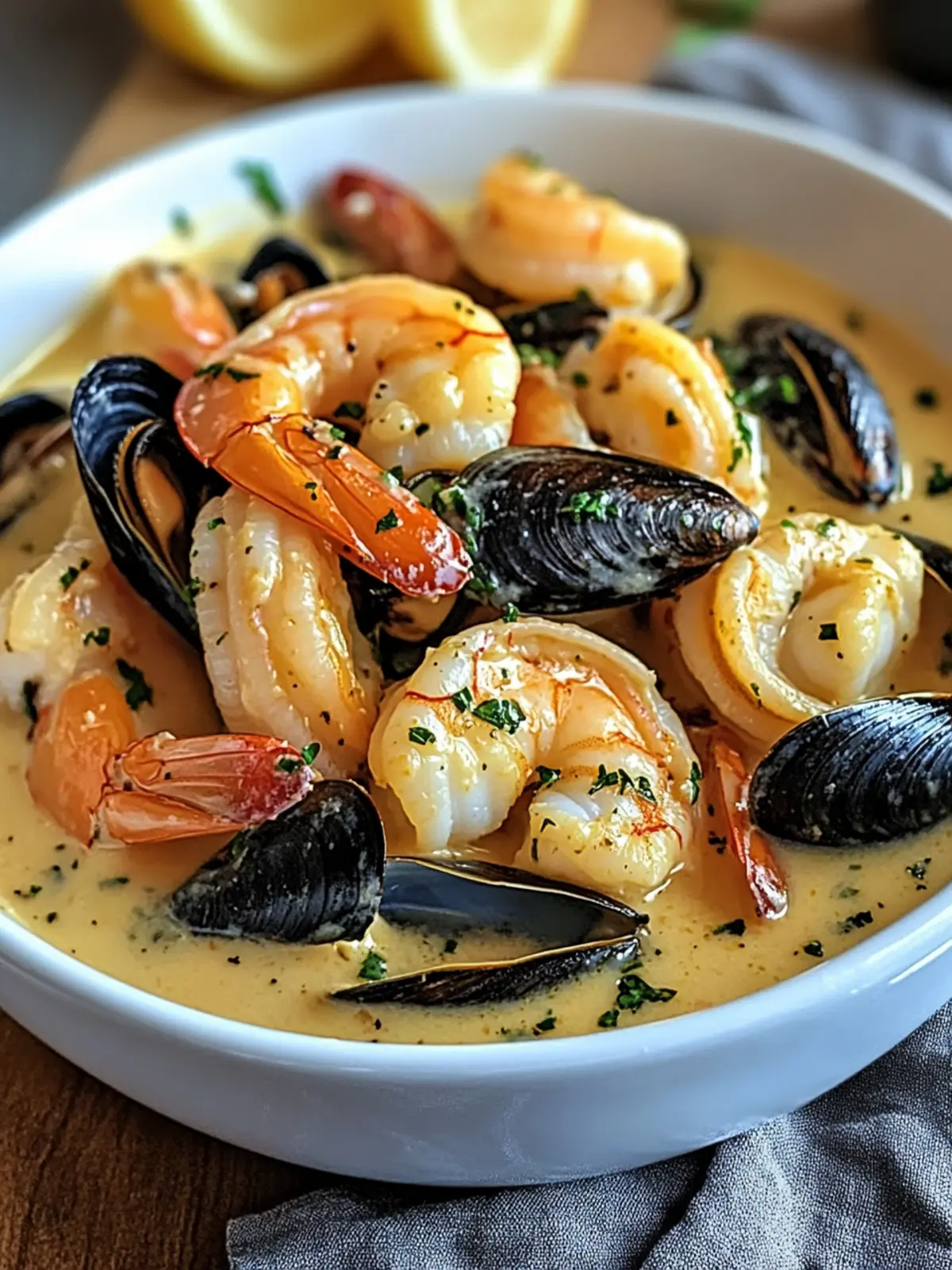 Shrimp and Mussels in Creamy Garlic Sauce: A Dinner Must-Try! 2 Shrimp and Mussels in Creamy Garlic Sauce: A Must-Try Delight!