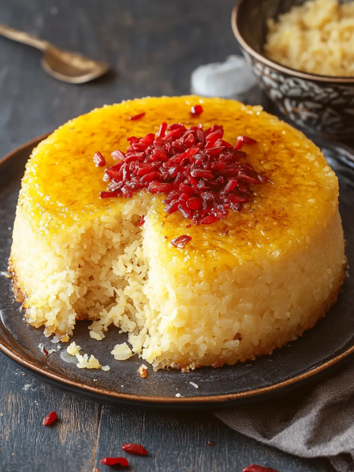 Savor Tahchin: Irresistible Saffron Rice Cake Delight 4 Tahchin (Saffron Rice Cake)