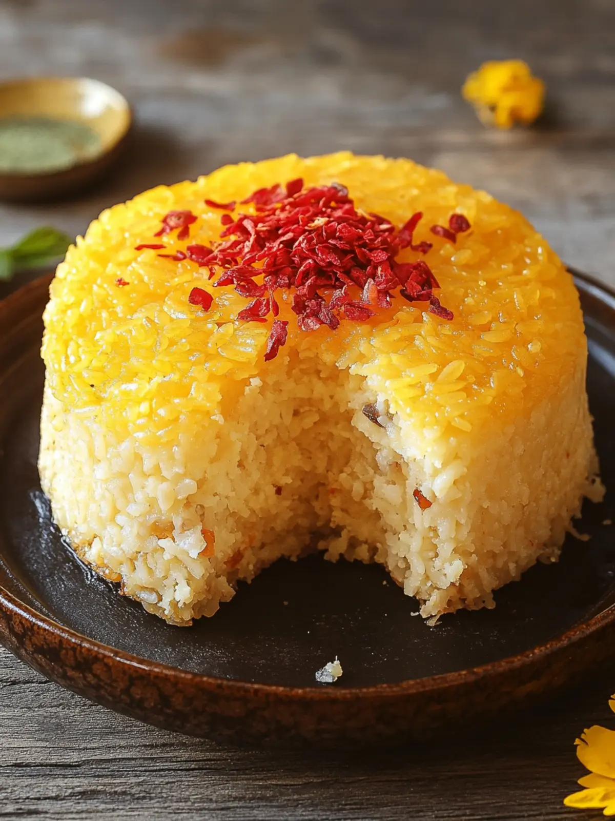 Savor Tahchin: Irresistible Saffron Rice Cake Delight 5 Tahchin (Saffron Rice Cake)