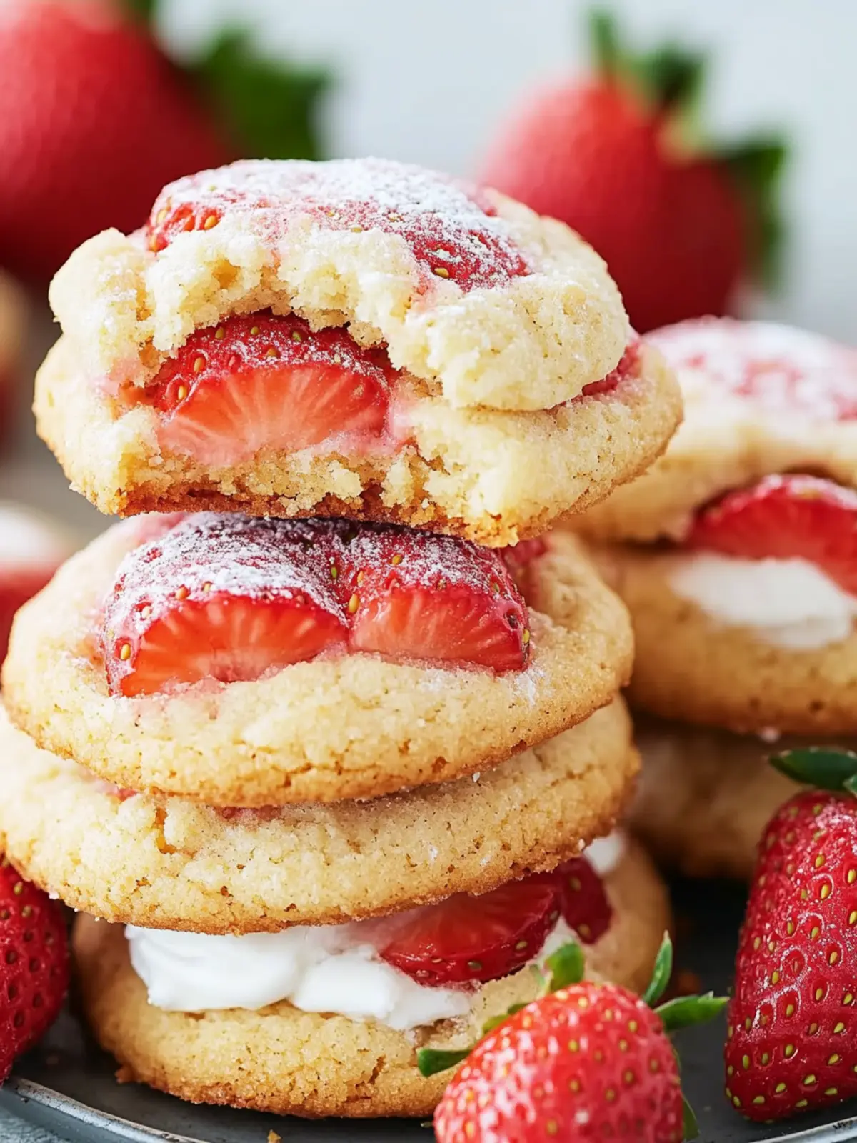 Chewy Strawberry Shortcake Cookies with a Creamy Surprise 2 Strawberry Shortcake Cookies