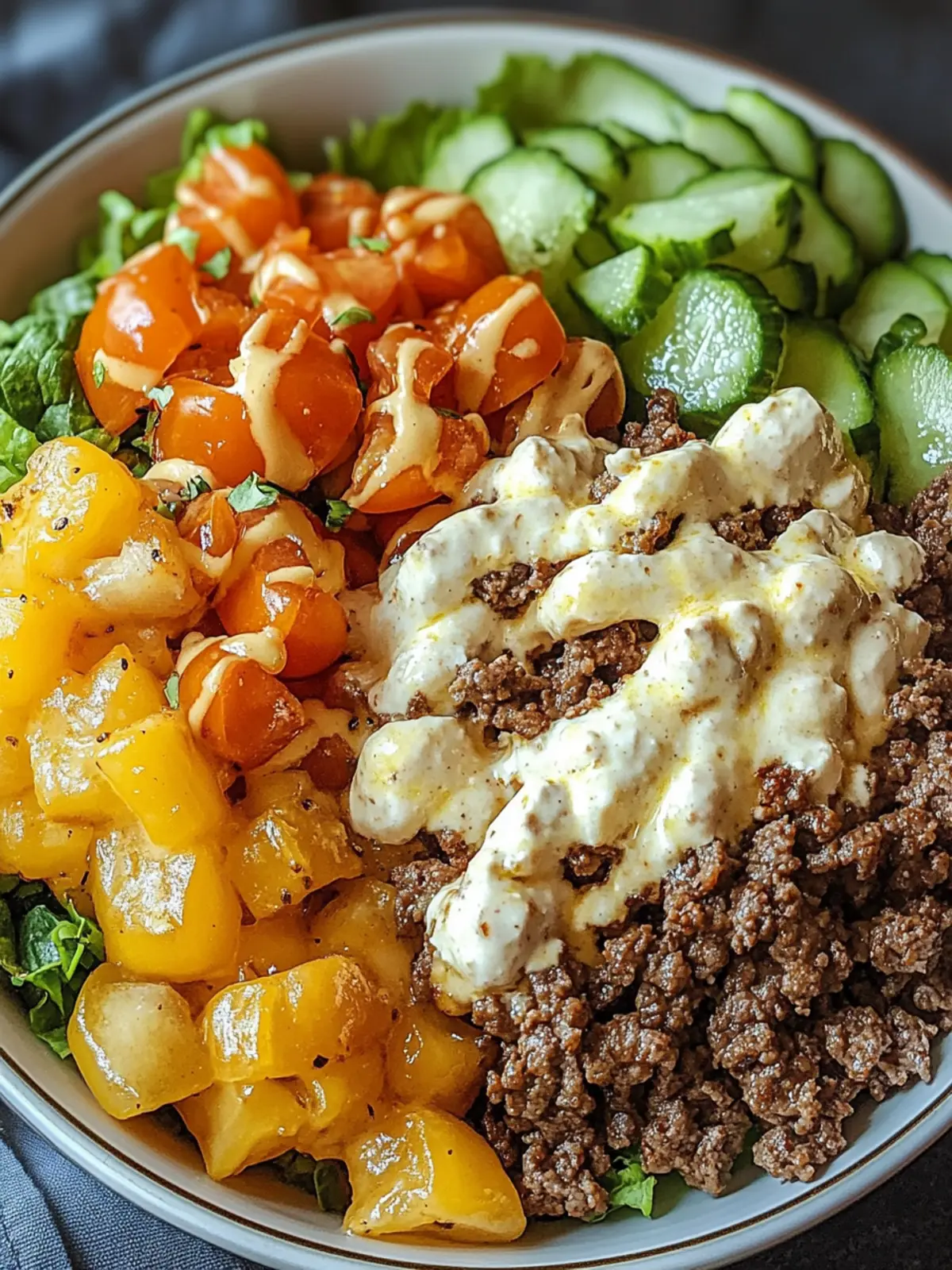 Savory Smash Burger Bowl: A Low-Carb Delight You'll Love 3 Savory Smash Burger Bowl: A Low-Carb Delight