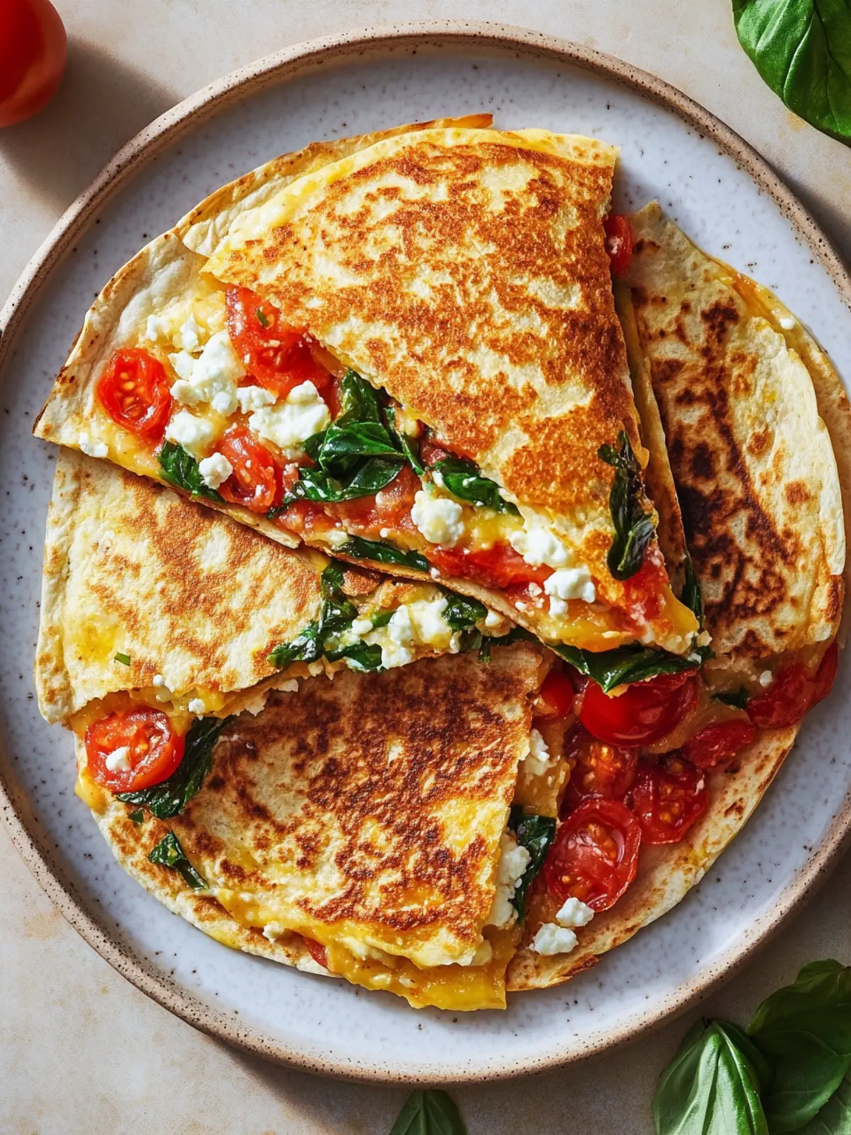 Tomato, Basil, Feta Omelet Quesadilla for Epic Breakfast Vibes 4 Tomato, Basil, Feta Omelet Quesadilla
