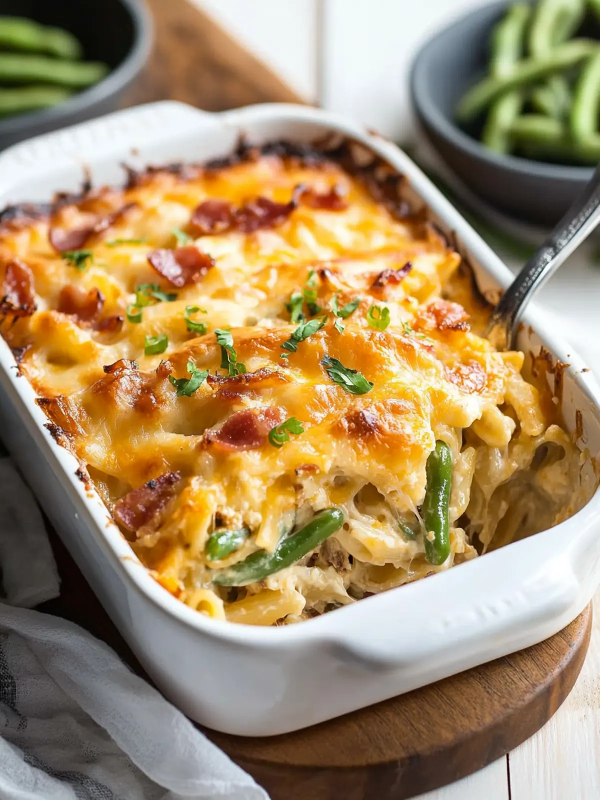 Cheesy Bacon Pasta Bake With Green Beans That's Pure Comfort 4 Cheesy Bacon Pasta Bake With Green Beans