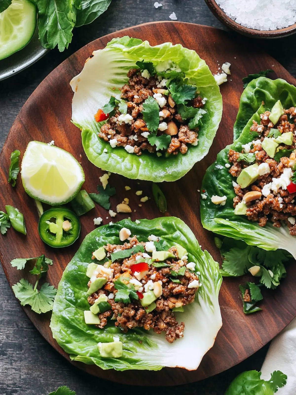 Savory Thai Lettuce Wraps with Creamy Avocado & Cauliflower Rice 3 Thai Lettuce Wraps
