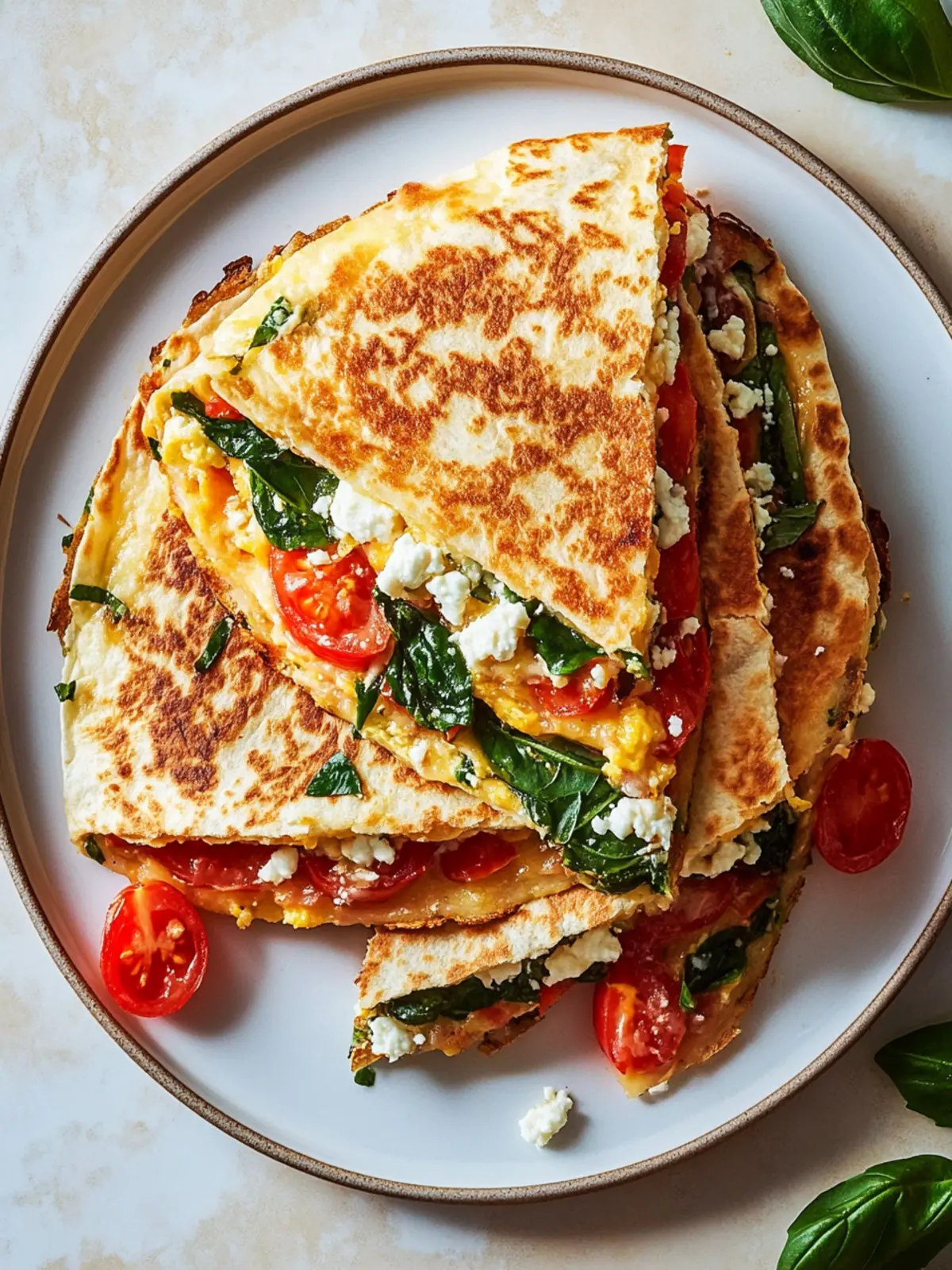 Tomato, Basil, Feta Omelet Quesadilla for Epic Breakfast Vibes 3 Tomato, Basil, Feta Omelet Quesadilla