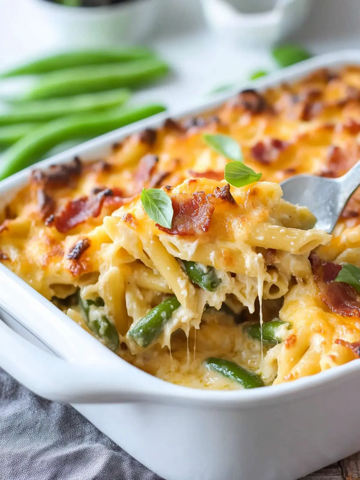 Cheesy Bacon Pasta Bake With Green Beans That's Pure Comfort 3 Cheesy Bacon Pasta Bake With Green Beans