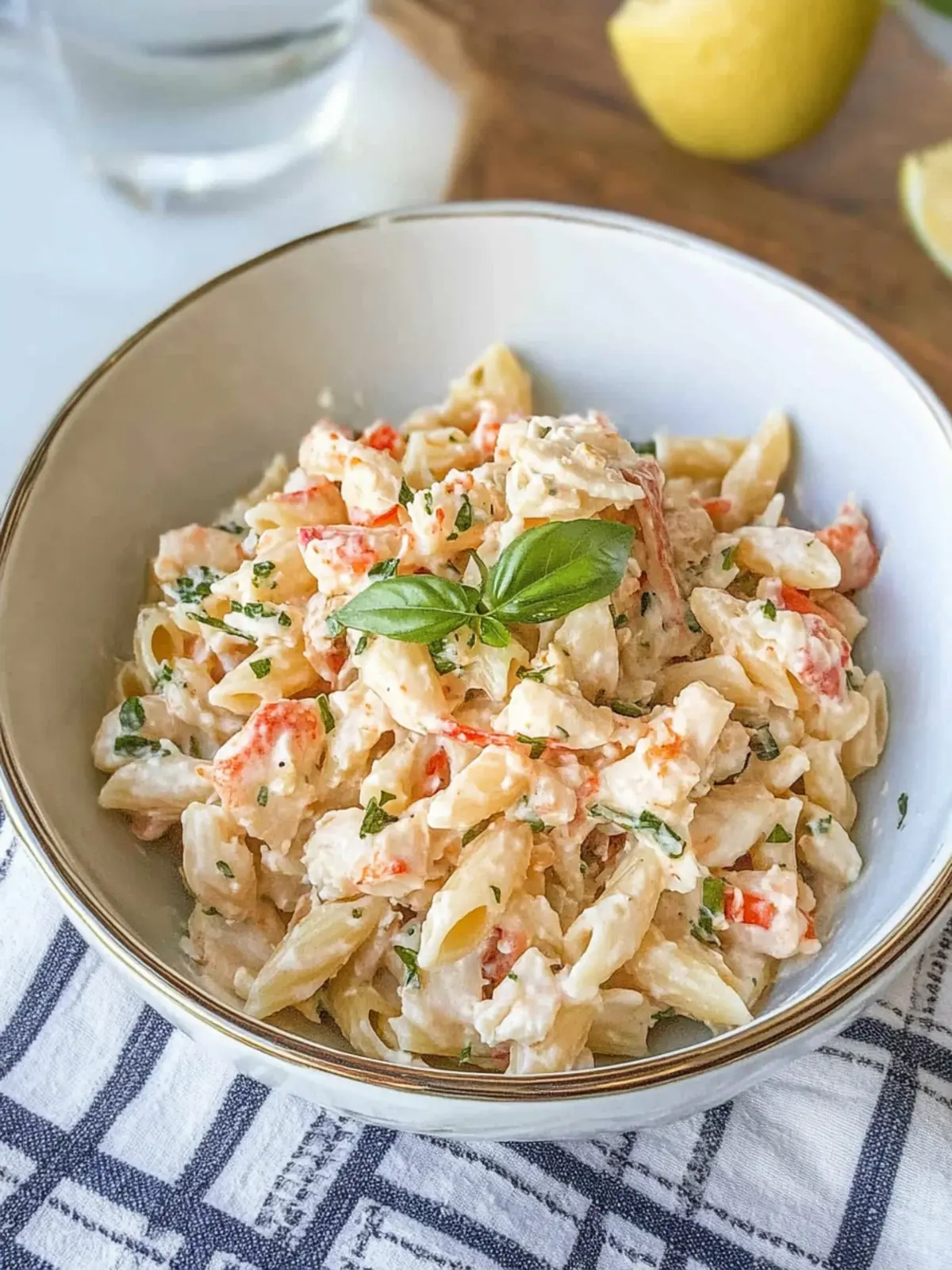Tasty Crab Pasta Salad with Lighter Greek Yogurt Dressing 2 Crab Pasta Salad