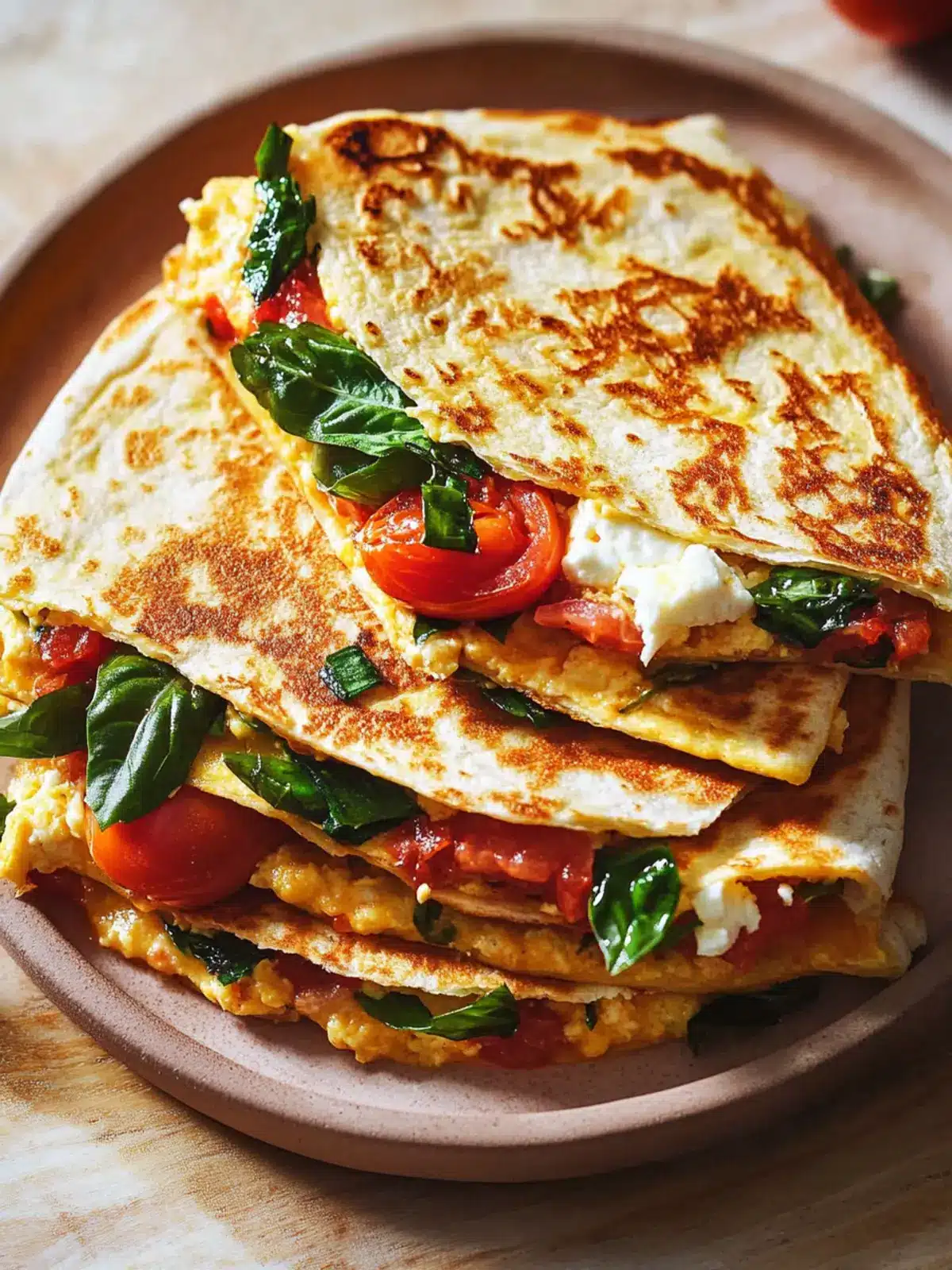 Tomato, Basil, Feta Omelet Quesadilla for Epic Breakfast Vibes 5 Tomato, Basil, Feta Omelet Quesadilla