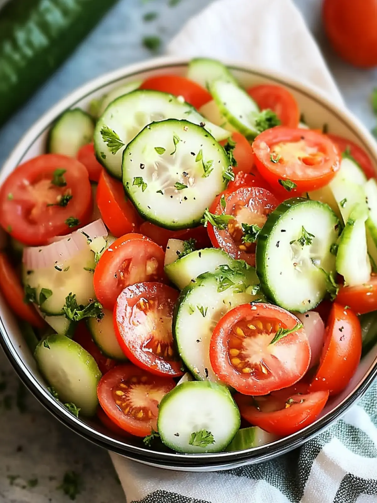 Zesty Tomato, Cucumber, and Onion Salad for Summer Freshness 2 Tomato, Cucumber, and Onion Salad