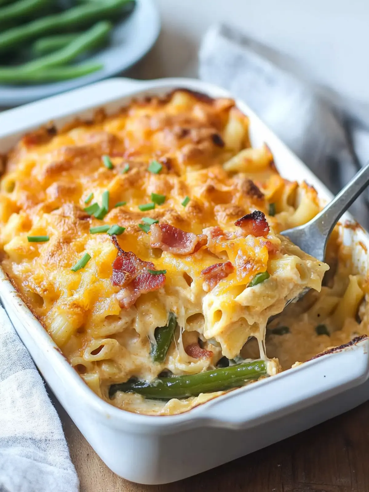 Cheesy Bacon Pasta Bake With Green Beans That's Pure Comfort 5 Cheesy Bacon Pasta Bake With Green Beans