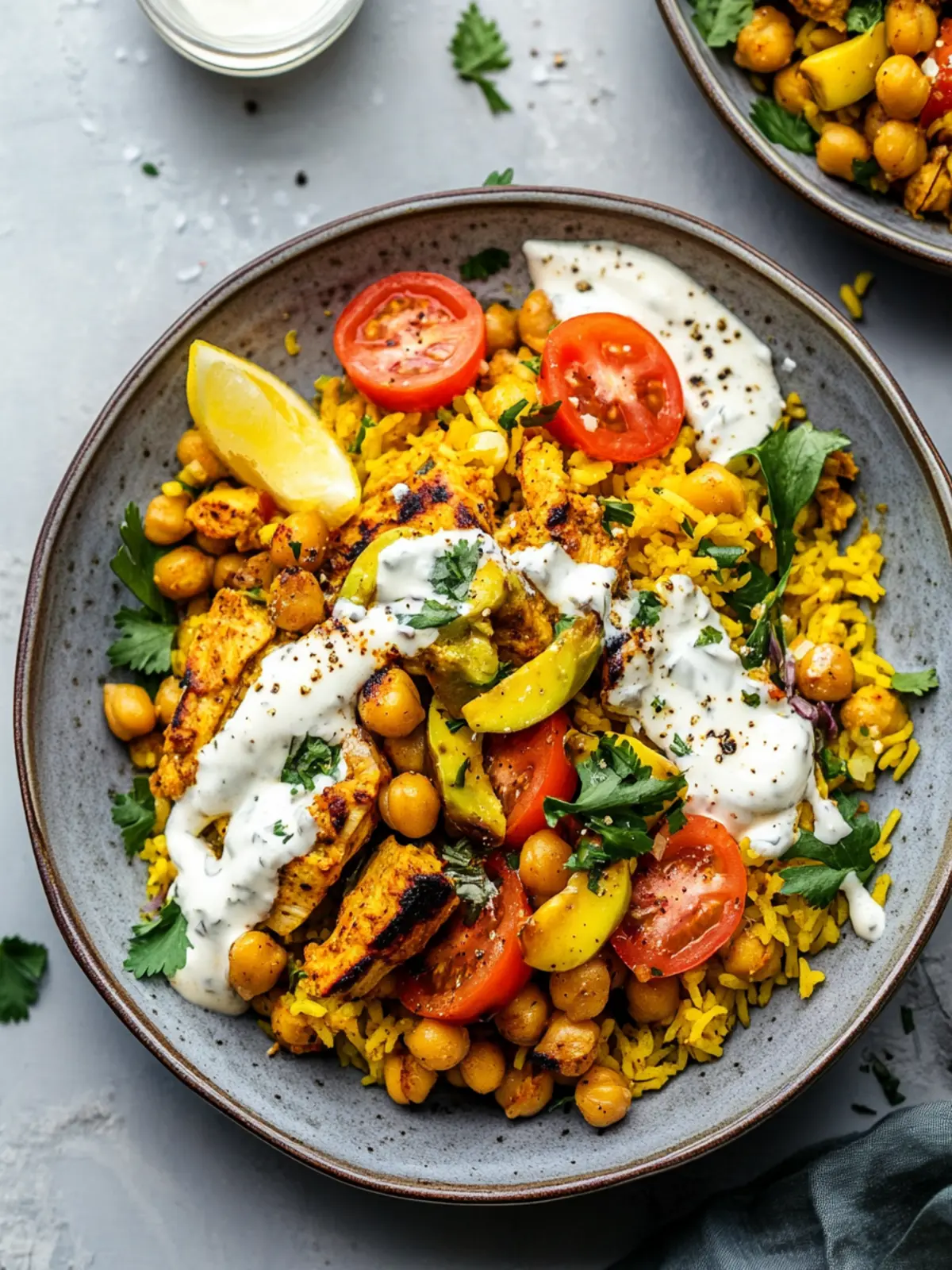 Shawarma Chickpea Bowls with Turmeric Rice & Creamy Sauce 2 Shawarma Chickpea Bowls with Turmeric Rice & Garlicky White Sauce