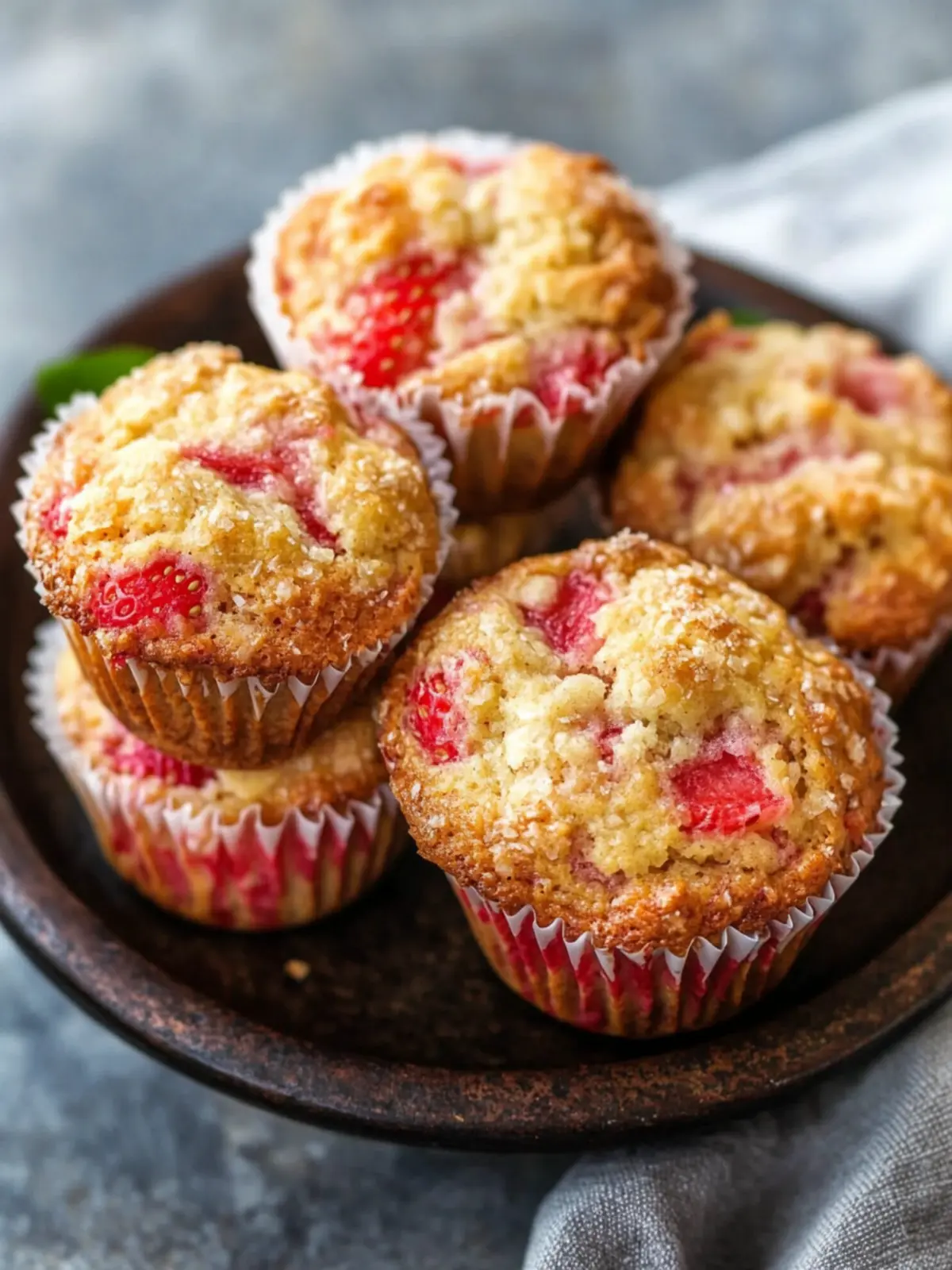 Tasty Strawberry Rhubarb Muffins with Yogurt Twist 3 Strawberry Rhubarb Muffins