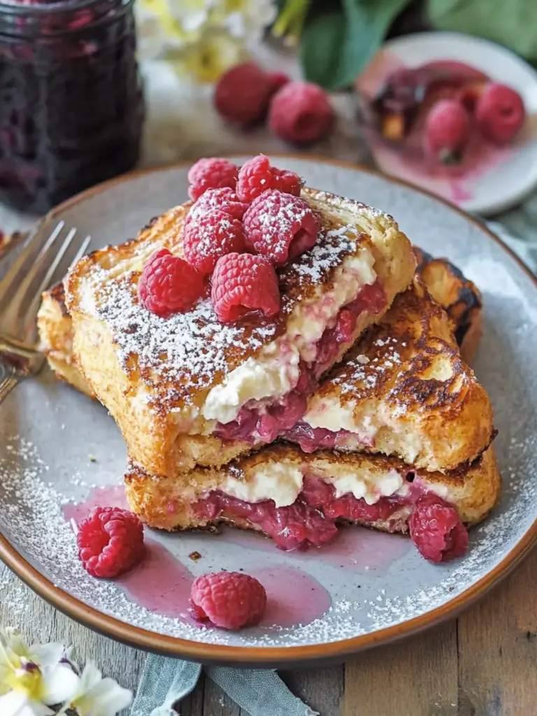 Mascarpone Rhubarb Stuffed French Toast