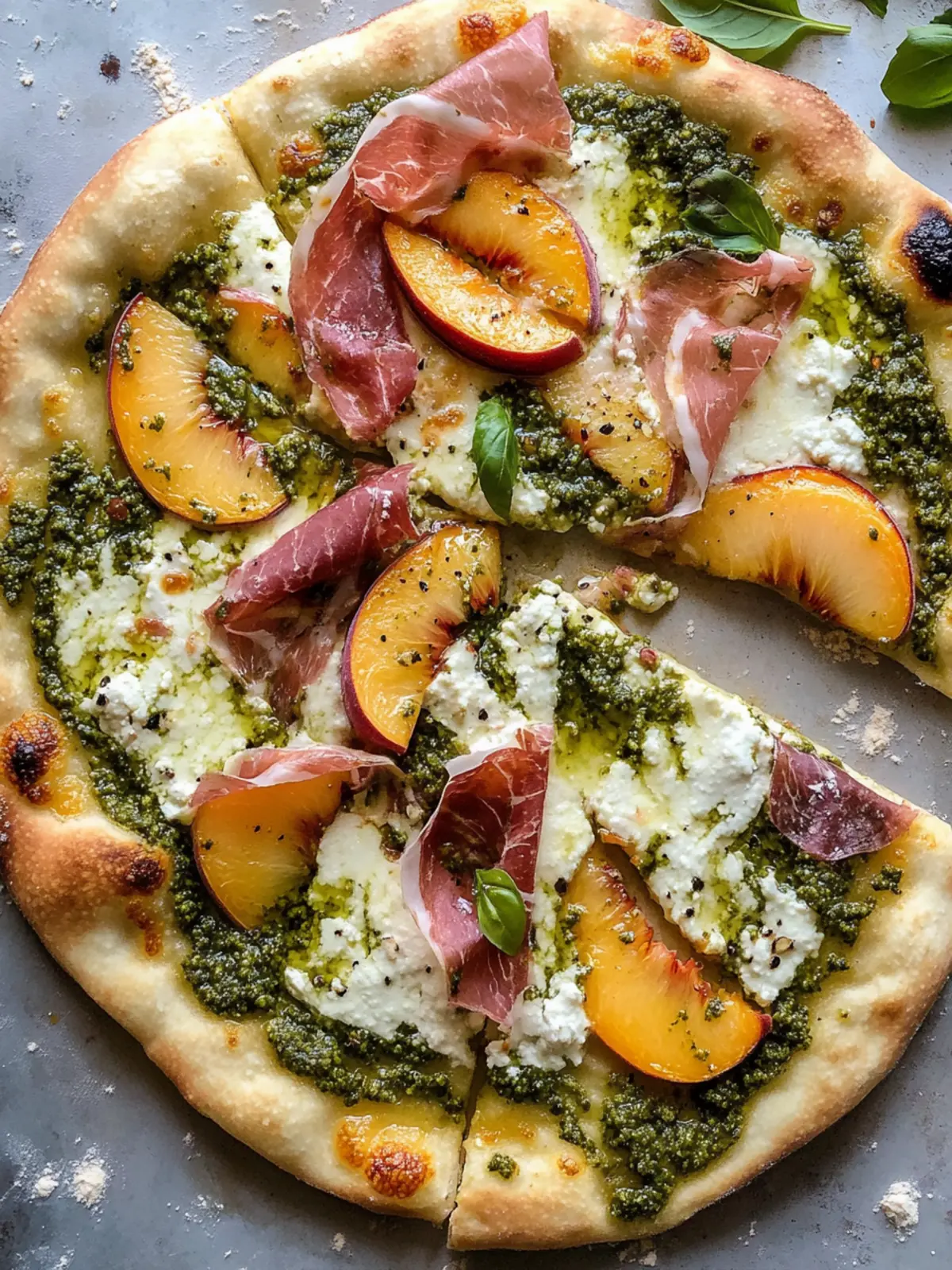 Pesto, Peach and Prosciutto Pizza That Will Elevate Your BBQ 3 Pesto, Peach and Prosciutto Pizza.
