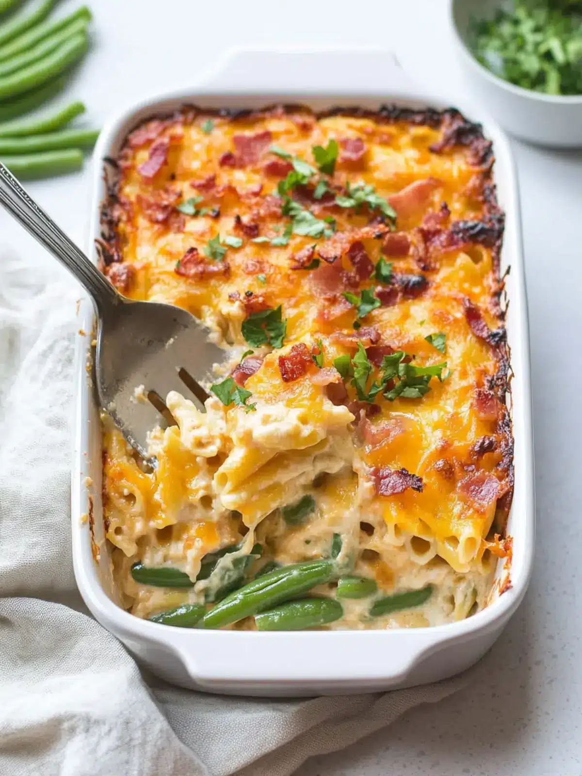 Cheesy Bacon Pasta Bake With Green Beans That's Pure Comfort 2 Cheesy Bacon Pasta Bake With Green Beans
