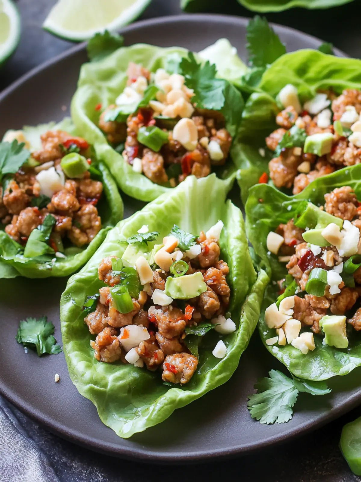 Savory Thai Lettuce Wraps with Creamy Avocado & Cauliflower Rice 4 Thai Lettuce Wraps