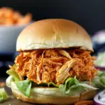 No Cook Shredded Buffalo Chicken Sandwich in 15 Minutes! 10 No Cook Shredded Buffalo Chicken Sandwich (with rotisserie chicken)