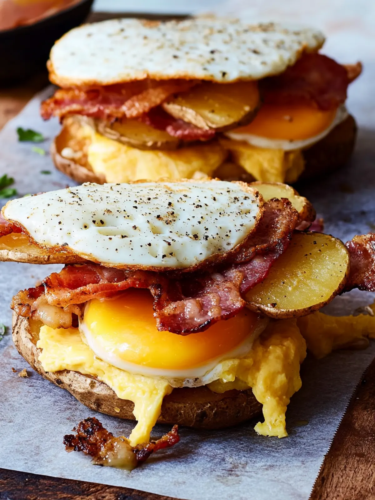 Crispy Potato, Bacon, Egg & Cheese Sandwiches for Brunch Bliss 3 Crispy Potato, Bacon, Egg & Cheese Sandwiches
