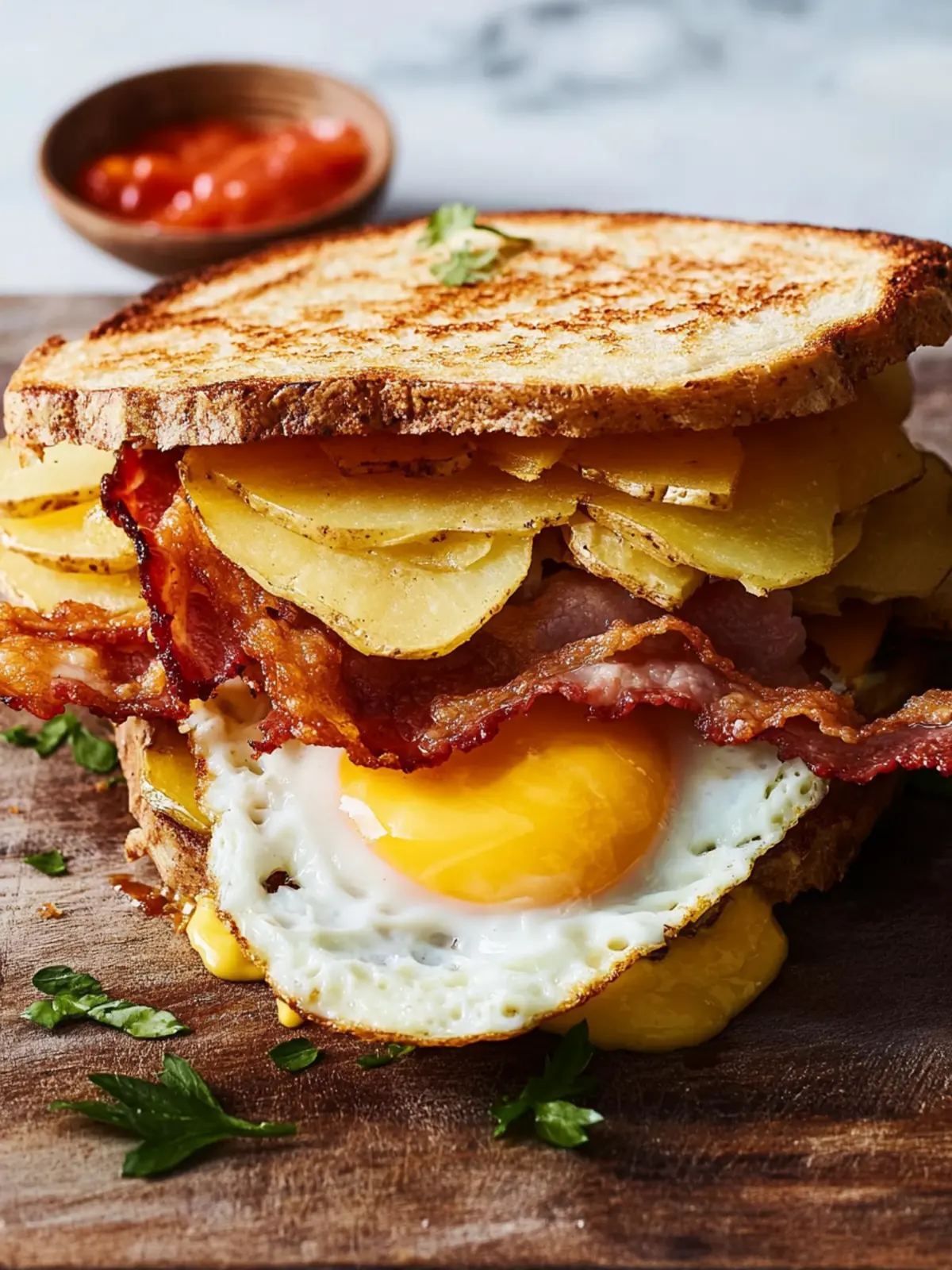Crispy Potato, Bacon, Egg & Cheese Sandwiches for Brunch Bliss 2 Crispy Potato, Bacon, Egg & Cheese Sandwiches