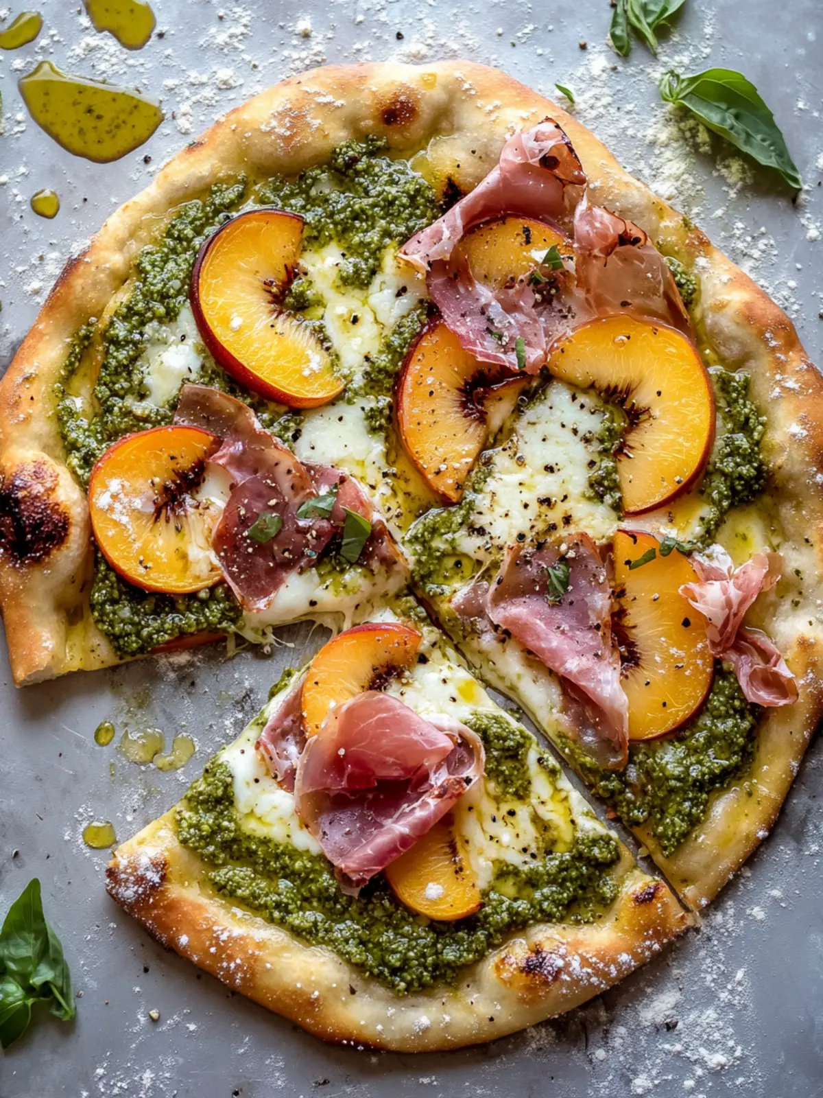 Pesto, Peach and Prosciutto Pizza That Will Elevate Your BBQ 2 Pesto, Peach and Prosciutto Pizza.