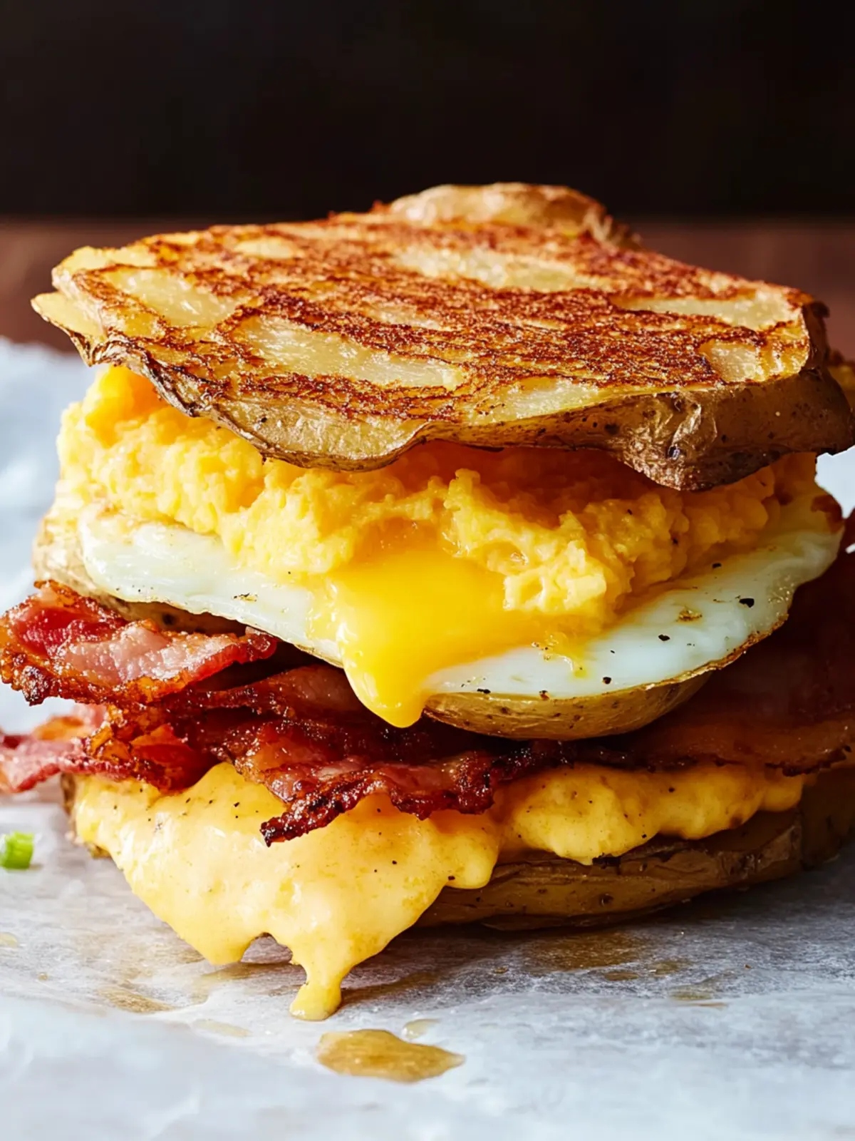 Crispy Potato, Bacon, Egg & Cheese Sandwiches for Brunch Bliss 4 Crispy Potato, Bacon, Egg & Cheese Sandwiches