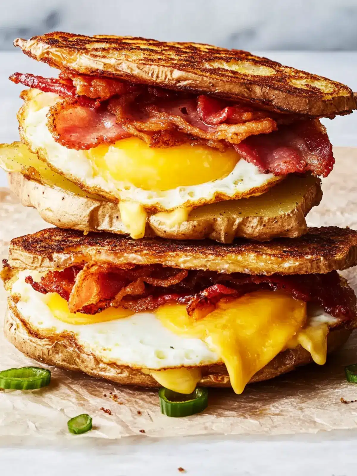 Crispy Potato, Bacon, Egg & Cheese Sandwiches for Brunch Bliss 5 Crispy Potato, Bacon, Egg & Cheese Sandwiches