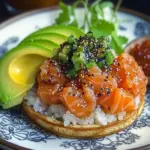 Crispy Rice Waffle with Spicy Salmon and Avocado Bliss 10 Crispy Rice Waffle with Spicy Salmon and Avocado