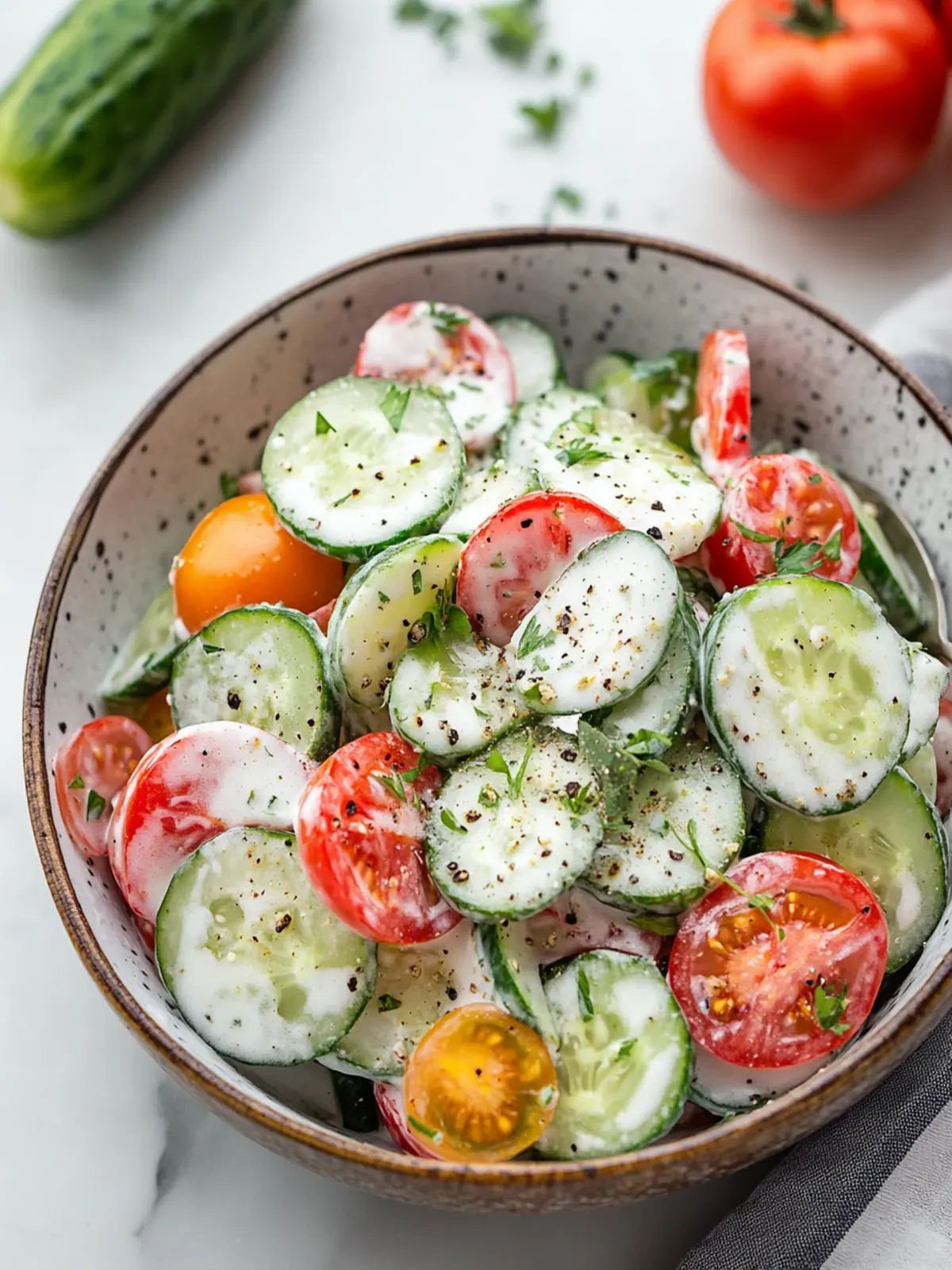 Creamy Cucumber Tomato Salad That Dances on Your Taste Buds 3 Creamy Cucumber Tomato Salad