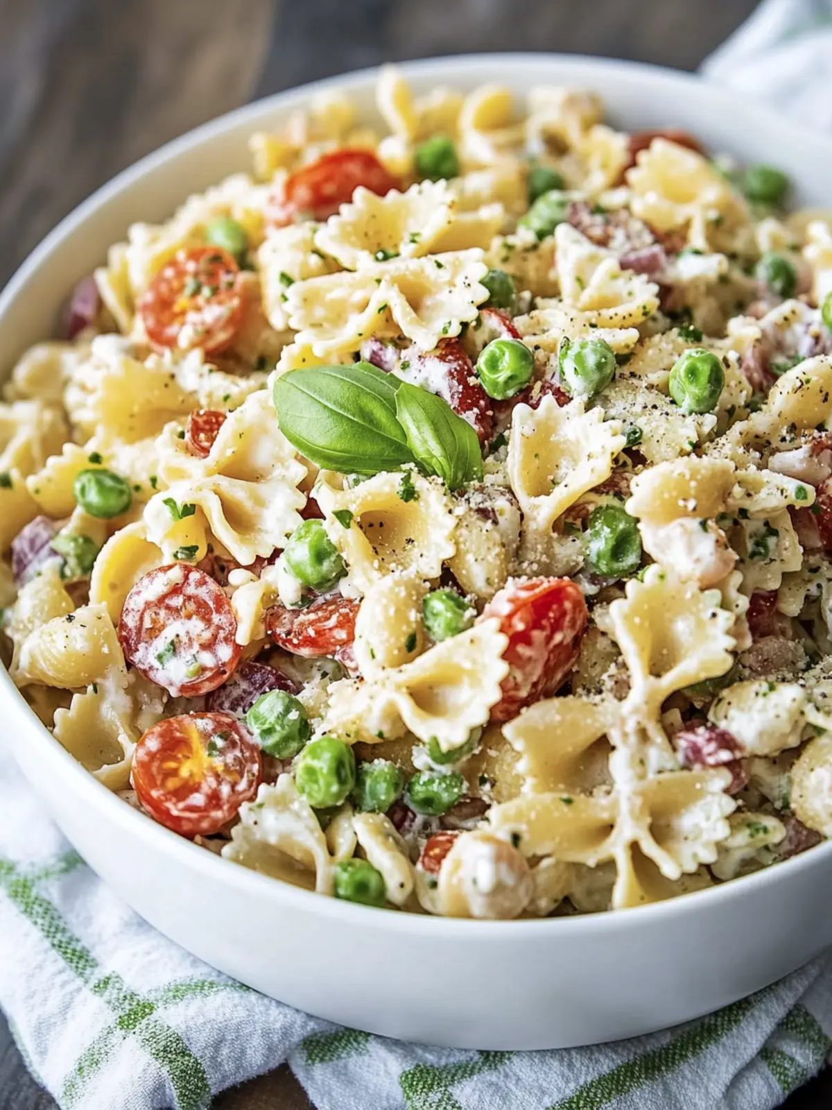 Creamy Pasta Salad with Bacon and Peas for Ultimate Flavor 3 Creamy Pasta Salad